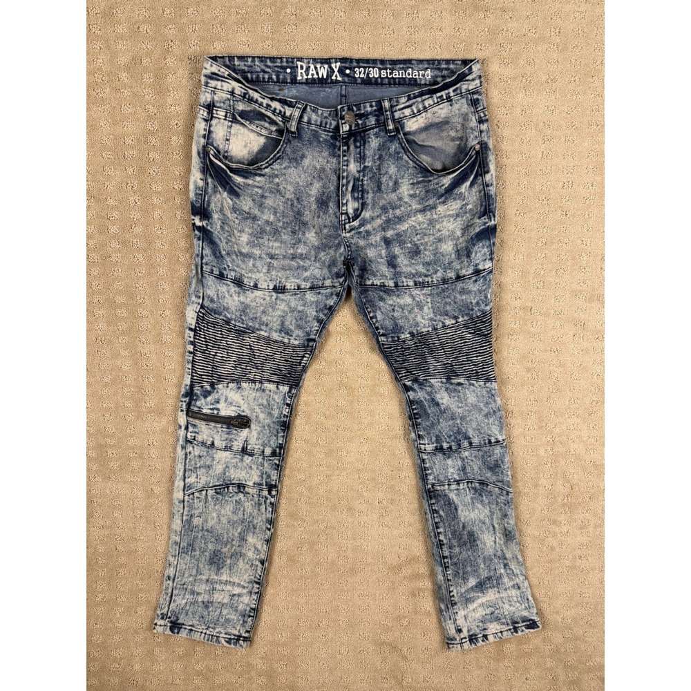 Men's Raw X Standard Intentional Distressed Black Stonewash Jeans 32x30 #1027